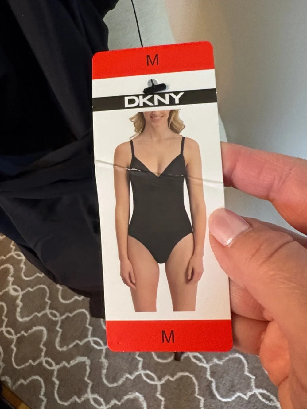 NEW Black One-Piece Swimsuit with Twist Front medium DKNY - Picture 2 of 3